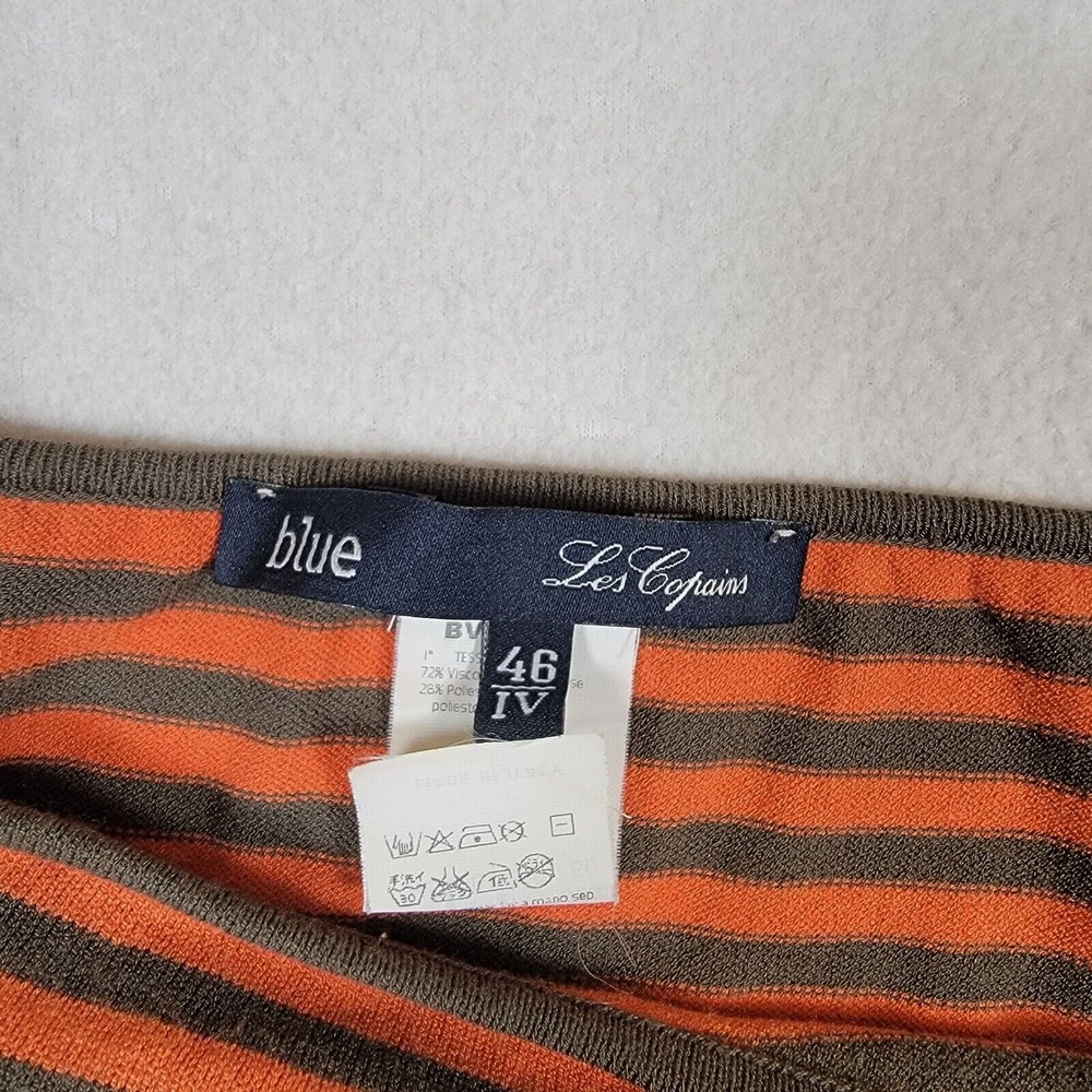 Les Copains Sweater Women's Sz 46 Orange Brown Striped Italian Luxury - Picture 3 of 7